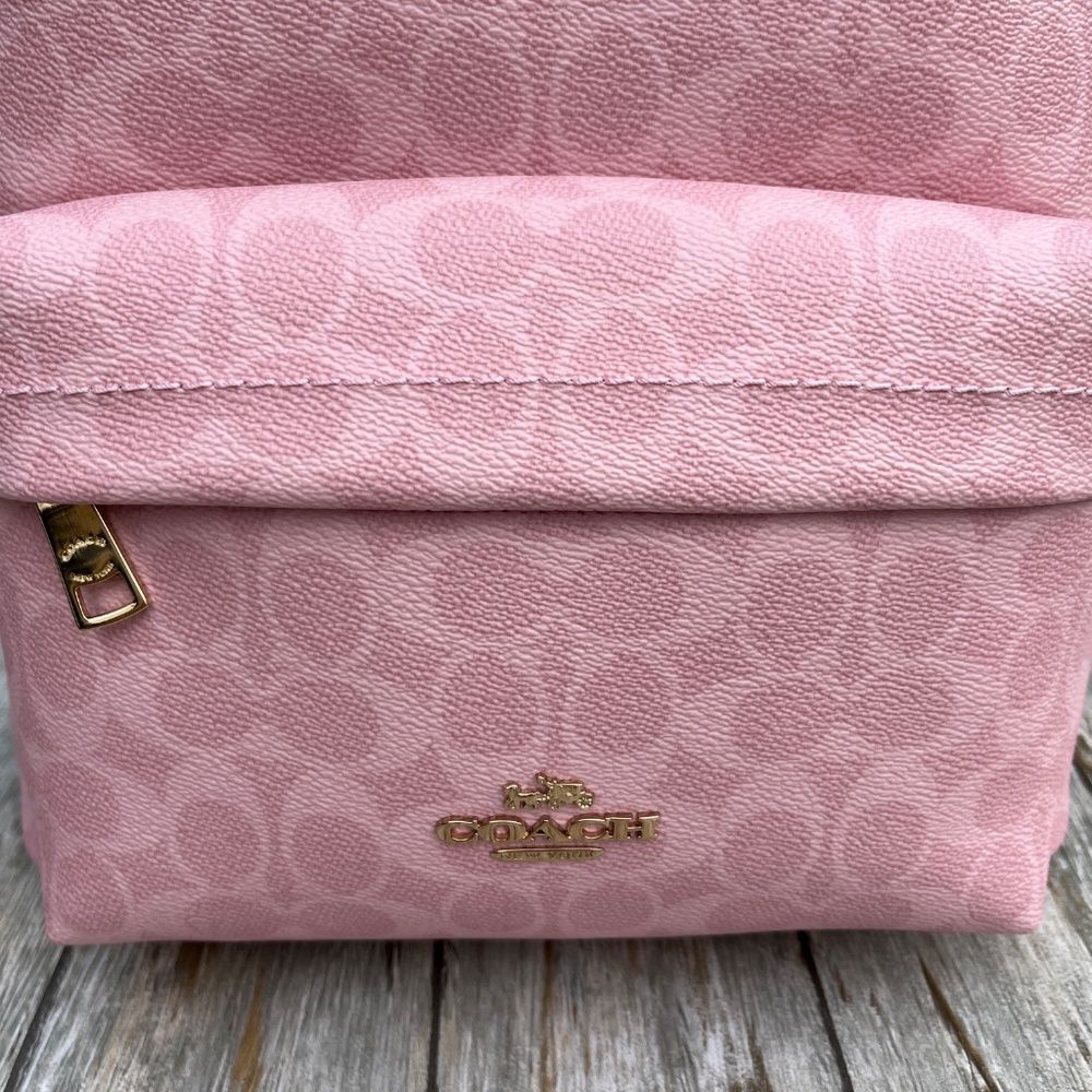 Coach Taylor Small Backpack In Signature Canvas With Charms Bag Powder Pink - Picture 5 of 10